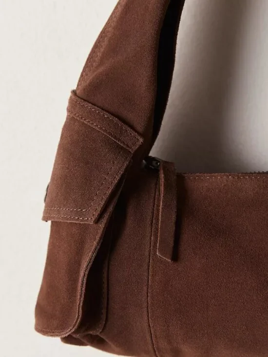 Free People Soto East West Suede Shoulder Bag- Wet Sand Color - Picture 4 of 7